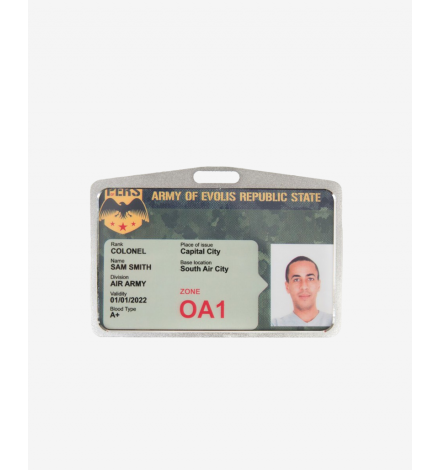 Silvery Badge Holder horizontal with card inserted