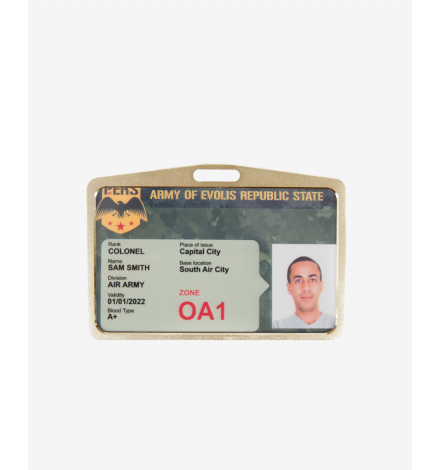 Coppery Badge Holder horizontal with card inserted