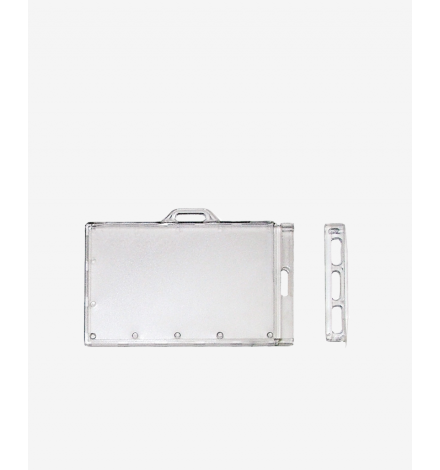 Badge holder with sliding closing feature