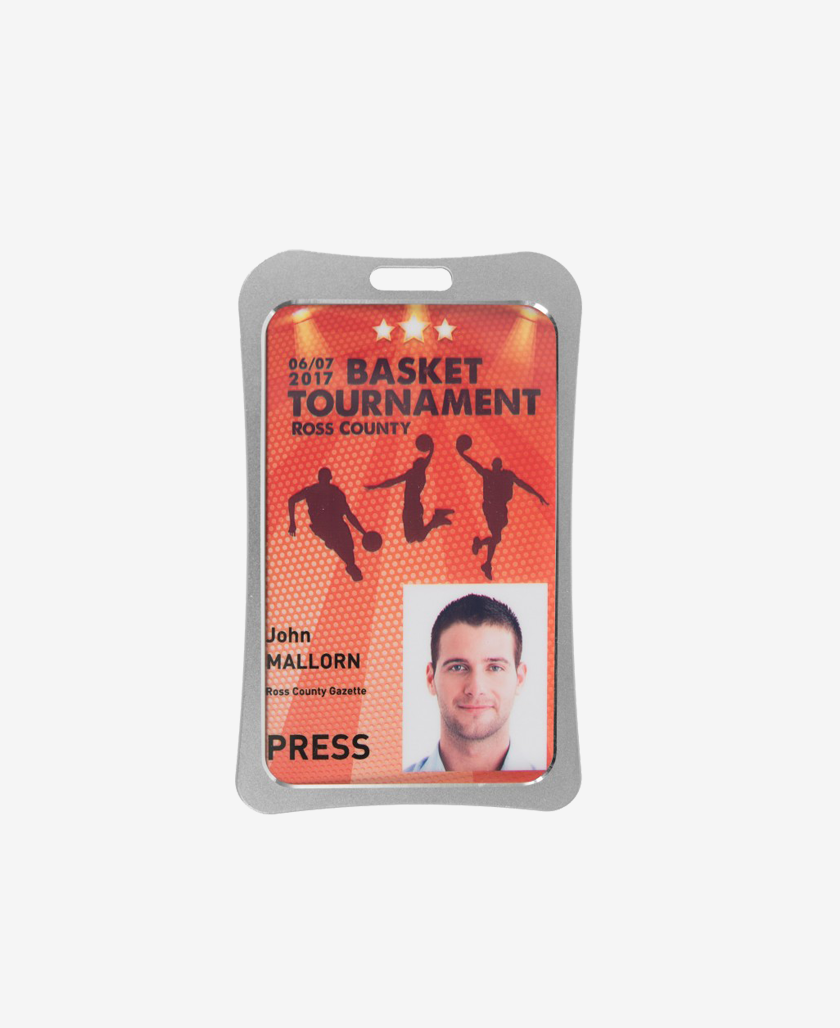 Silvery Badge Holder vertical