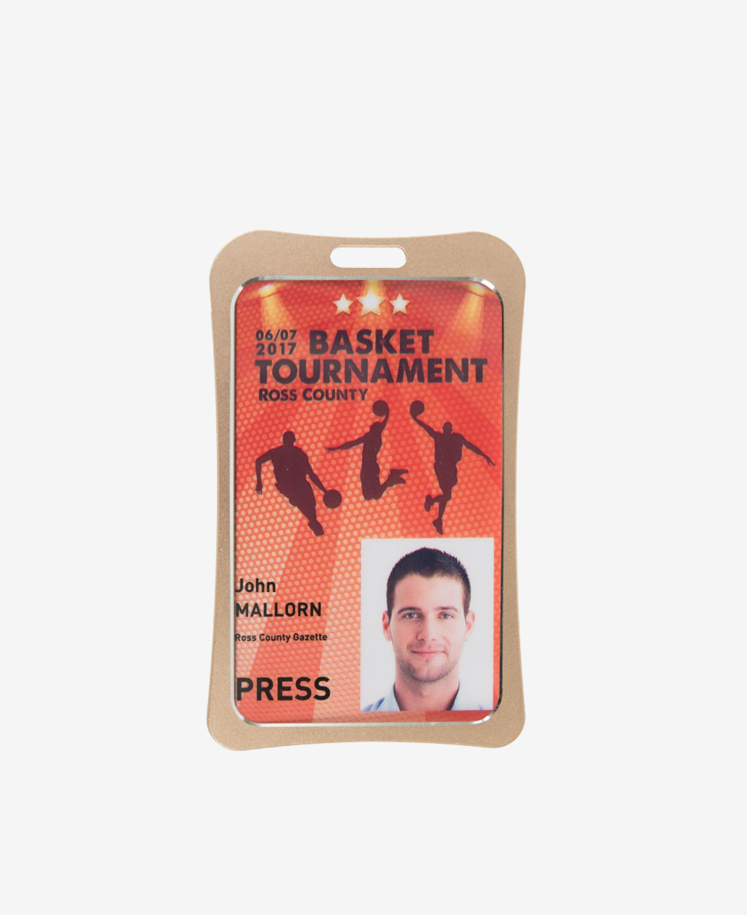 Coppery Badge Holder vertical