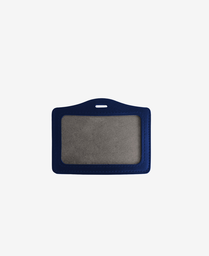 Portabadge in pelle Orizzontale Blu Fronte