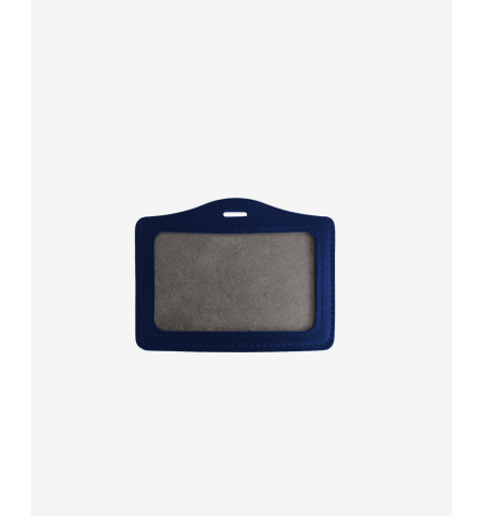 Portabadge in pelle Orizzontale Blu Fronte