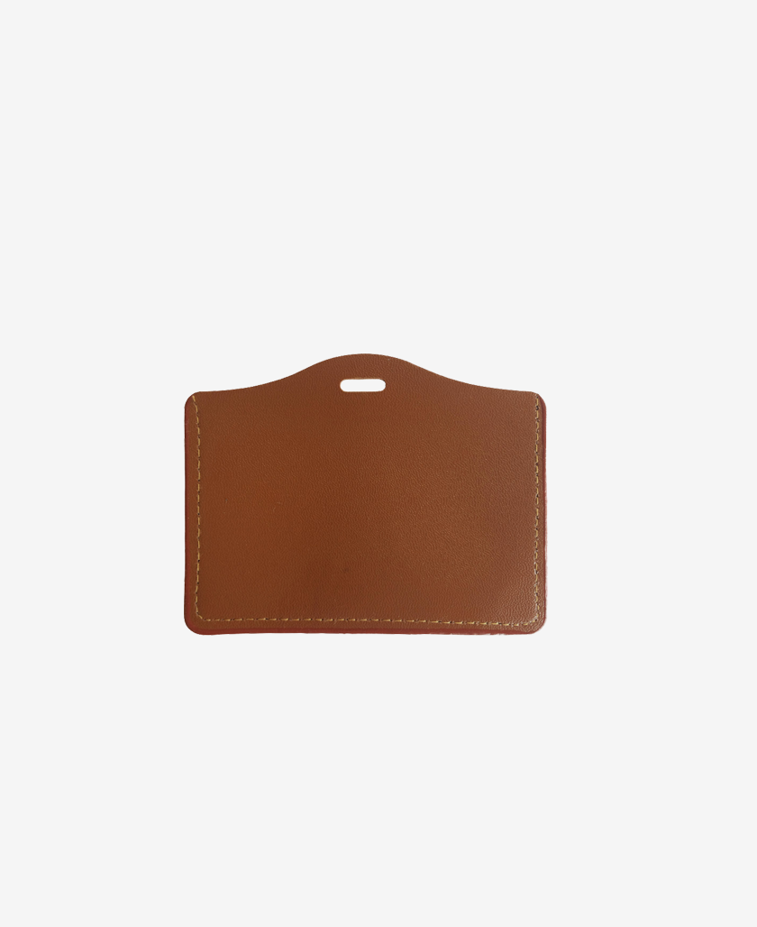 Portabadge in pelle Orizzontale Marrone Retro