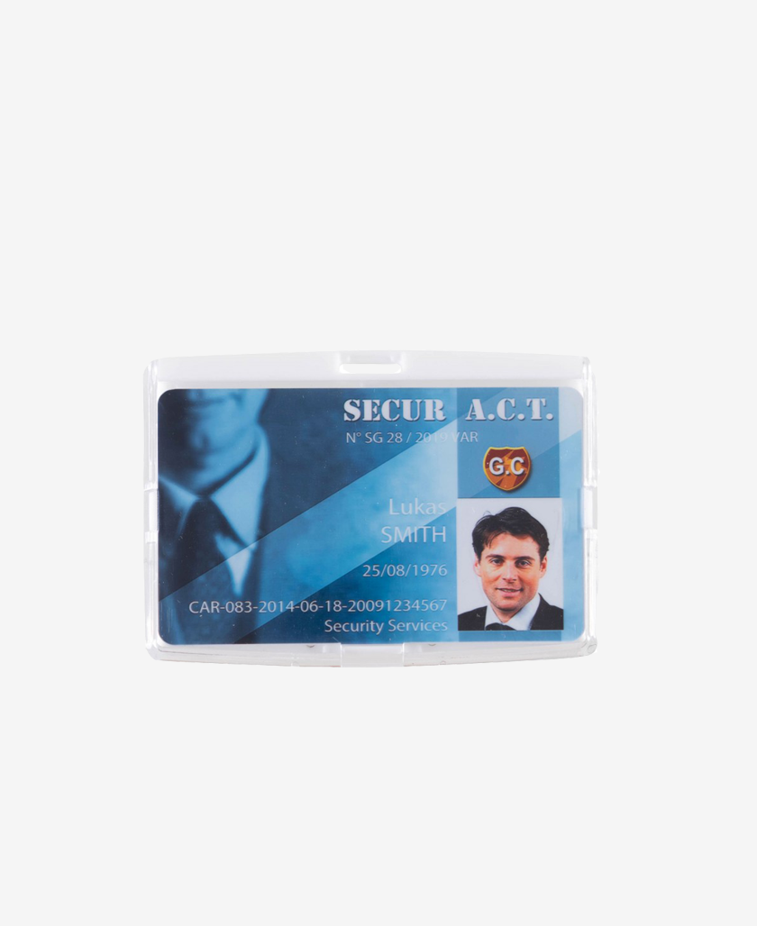 Badge Holder with clip-on closing Horizontal with card