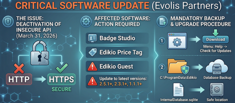 Aggiornamento obbligatorio di sicurezza per software Evolis (Marzo 2026)