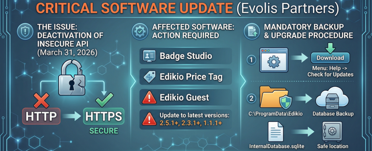 Aggiornamento obbligatorio di sicurezza per software Evolis (Marzo 2026)